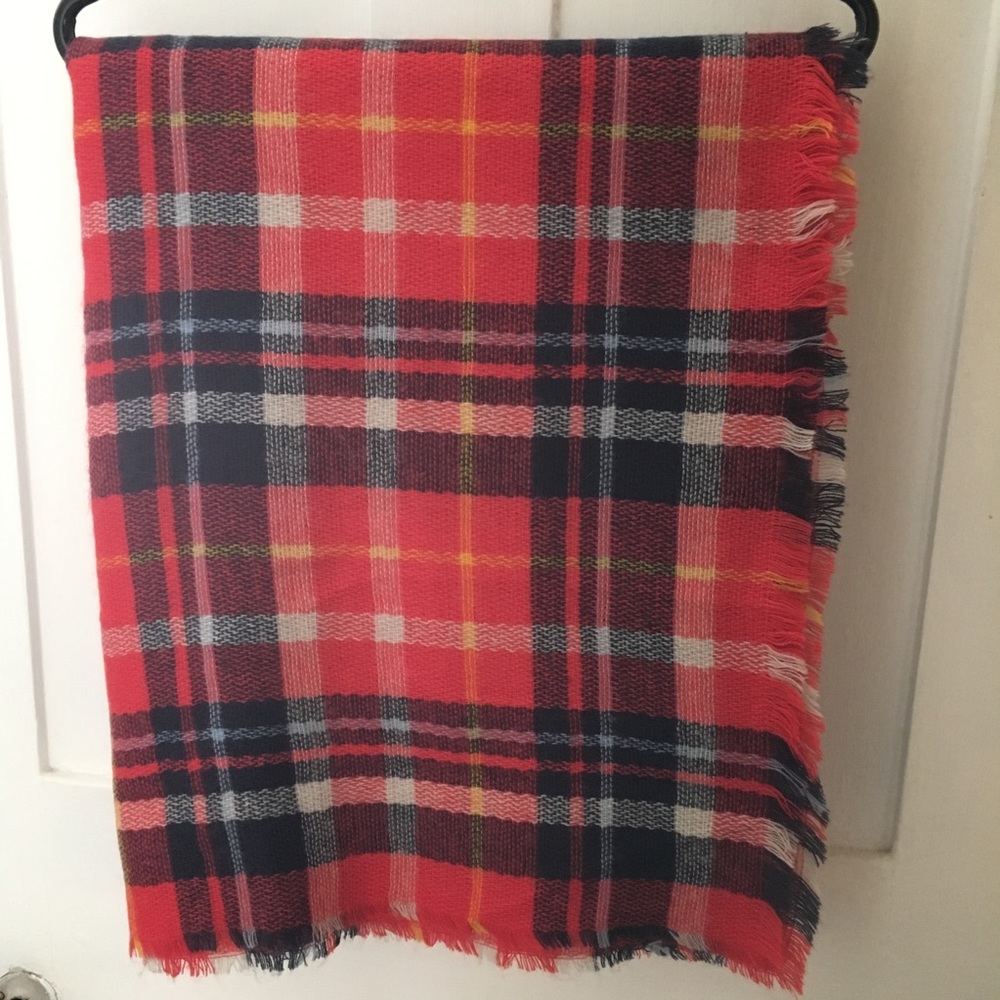 Lightly Used Aerie Red Plaid Blanket Scarf